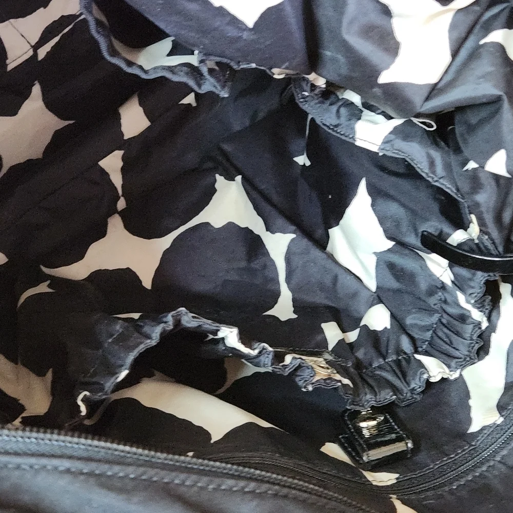 Kate Spade Diaper Bag Black With Black/ White Flower Lining W/Coin Purse